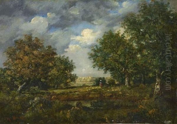 Spatsommerliche Waldlandschaft. Oil Painting by Narcisse-Virgile D Az De La Pena