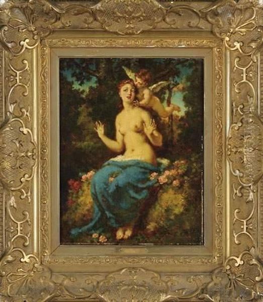 Venus Et L'amour Oil Painting by Narcisse-Virgile D Az De La Pena