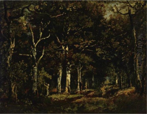 Forest Interior Oil Painting by Narcisse-Virgile D Az De La Pena