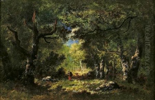 Clairiere En Sous-bois Oil Painting by Narcisse-Virgile D Az De La Pena