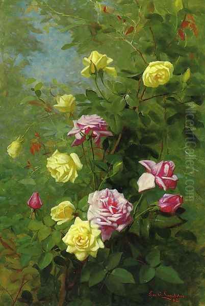 Climbing Roses Oil Painting by George Cochran Lambdin