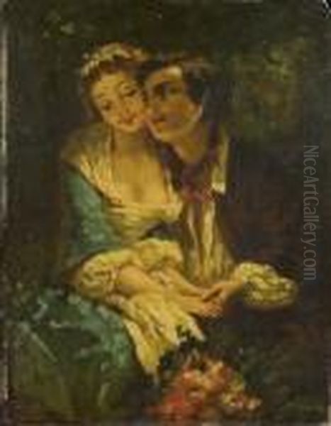 Idylle Forestiere Oil Painting by Narcisse-Virgile D Az De La Pena