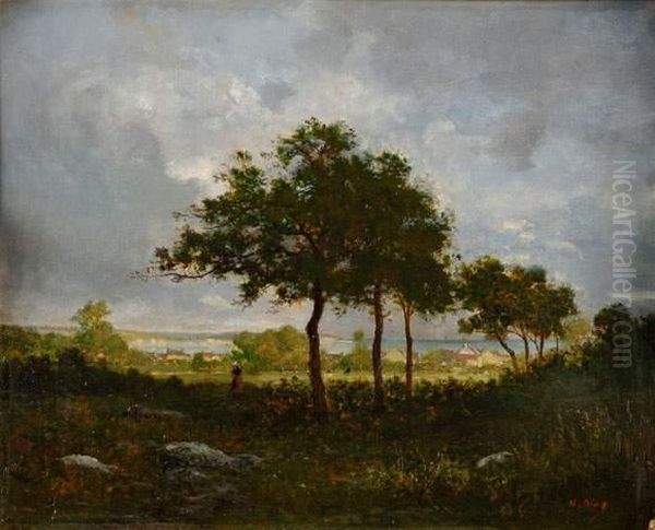 Paysage De Normandie Oil Painting by Narcisse-Virgile D Az De La Pena