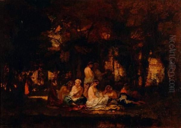 Les Odalisques Oil Painting by Narcisse-Virgile D Az De La Pena