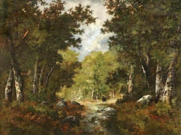 < Laclairiere A Barbizon Oil Painting by Narcisse-Virgile D Az De La Pena