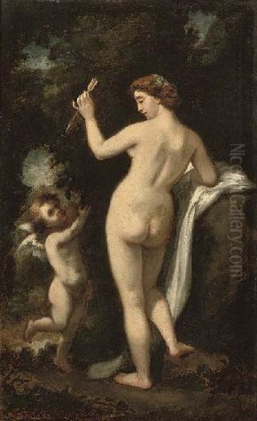 Venus And Cupid Oil Painting by Narcisse-Virgile D Az De La Pena