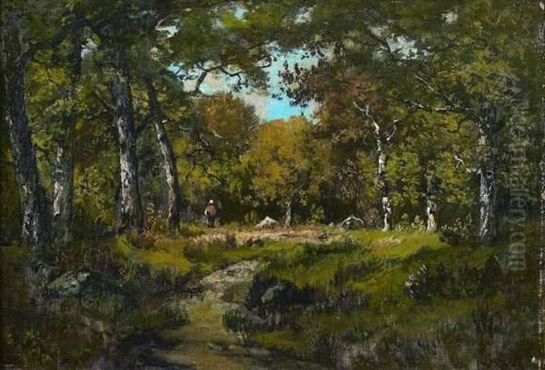 Promeneuse Dans La Foret Oil Painting by Narcisse-Virgile D Az De La Pena