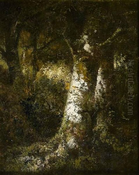 Etude De Tronc D'arbre Oil Painting by Narcisse-Virgile D Az De La Pena