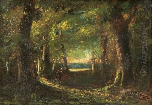 Dunkler Waldweg Mit Figurenstaffage. Oil Painting by Narcisse-Virgile D Az De La Pena