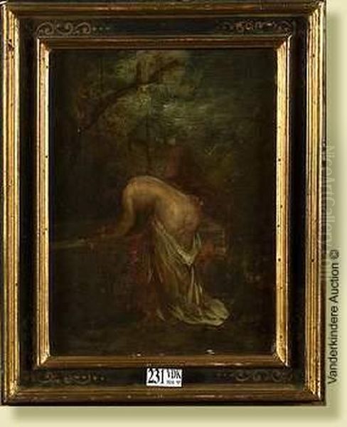 Femme Nue A La Fontaine Oil Painting by Narcisse-Virgile D Az De La Pena