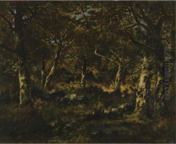 Wooded Scene Oil Painting by Narcisse-Virgile D Az De La Pena