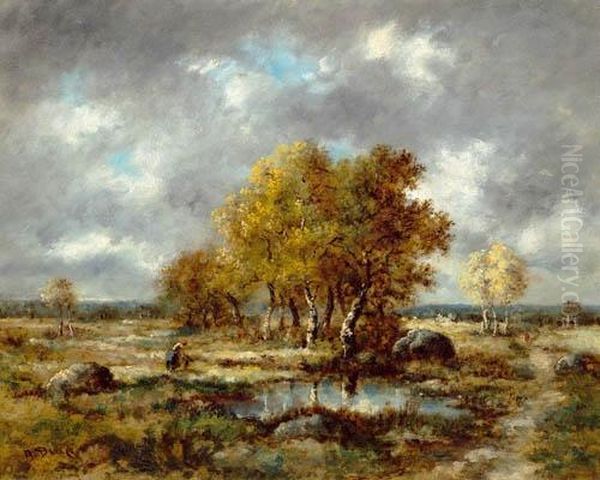 Pond With Trees. Oil Painting by Narcisse-Virgile D Az De La Pena