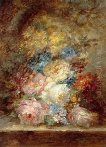 Floral Still Life. Oil Painting by Narcisse-Virgile D Az De La Pena