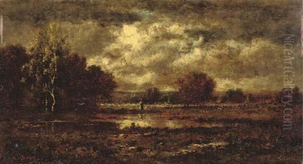 The Forest Of Fontainebleau Near Barbizon Oil Painting by Narcisse-Virgile D Az De La Pena