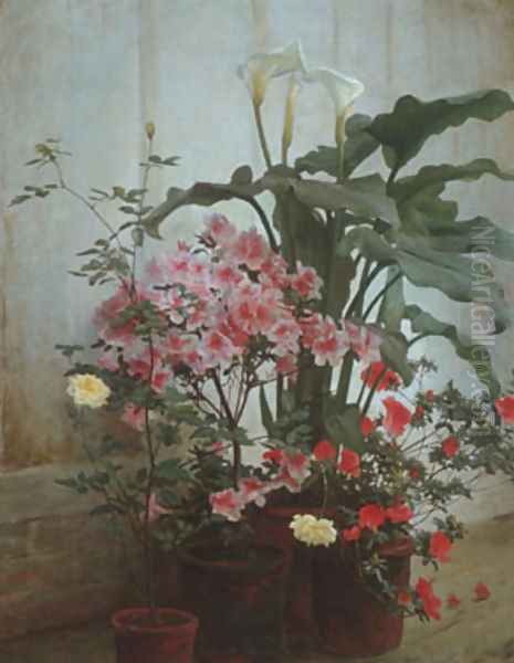 Side of a Greenhouse Oil Painting by George Cochran Lambdin