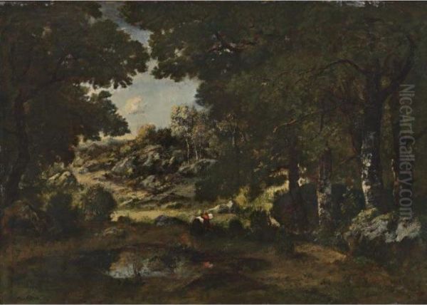 Faggot Gatherer In The Forest Oil Painting by Narcisse-Virgile D Az De La Pena