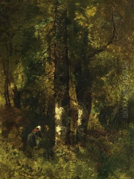 Boisiere En Foret De Fontainebleau. Oil Painting by Narcisse-Virgile D Az De La Pena