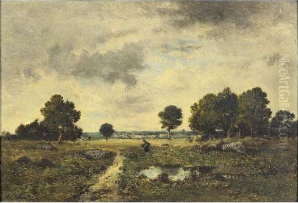 Fagoteuse Dans Les Champs Oil Painting by Narcisse-Virgile D Az De La Pena