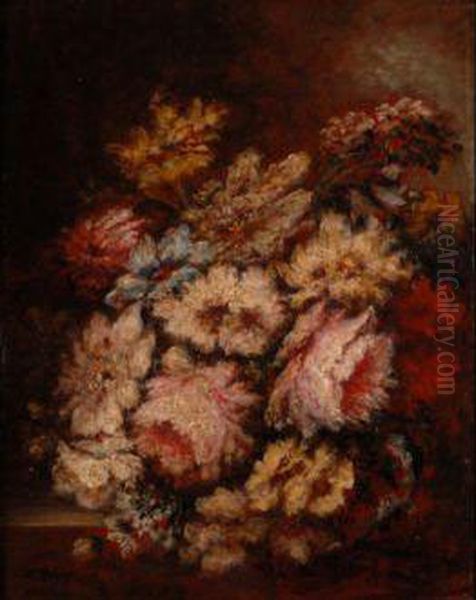 Fleurs Oil Painting by Narcisse-Virgile D Az De La Pena