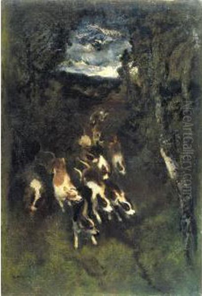 La Meute Oil Painting by Narcisse-Virgile D Az De La Pena