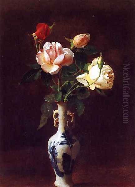 Roses in a Vase Oil Painting by George Cochran Lambdin