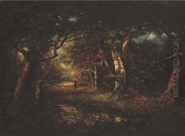 Bas-breau, Paysage En Sous-bois Oil Painting by Narcisse-Virgile D Az De La Pena