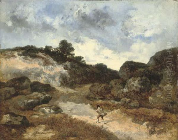 Avant L'orage, Personnage Sur Le Chemin Rocheux Dejean-de-paris Oil Painting by Narcisse-Virgile D Az De La Pena