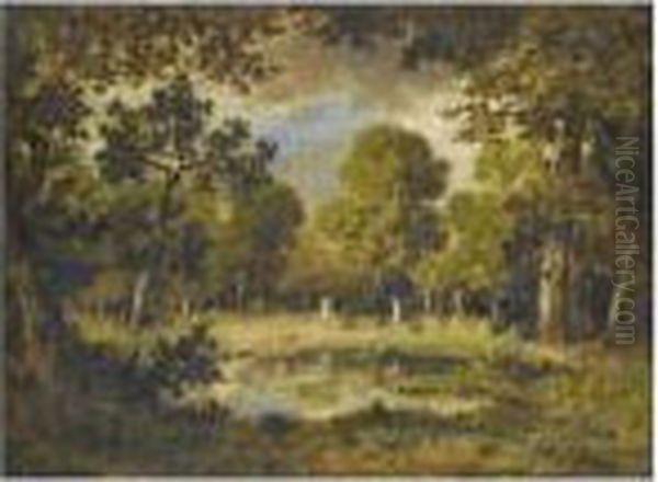 Mare En Clairiere, Foret De Fontainebleau Oil Painting by Narcisse-Virgile D Az De La Pena