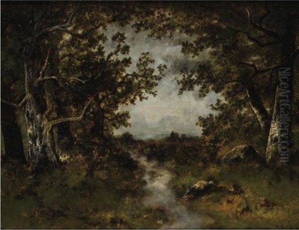 River In A Wood Oil Painting by Narcisse-Virgile D Az De La Pena