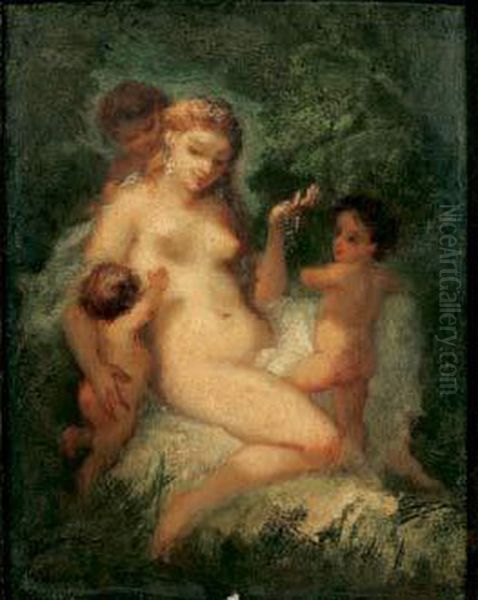 Femme Et Enfants Oil Painting by Narcisse-Virgile D Az De La Pena