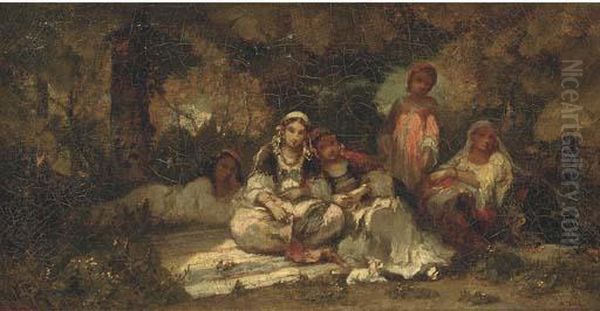 Femmes Dans Un Bois Oil Painting by Narcisse-Virgile D Az De La Pena