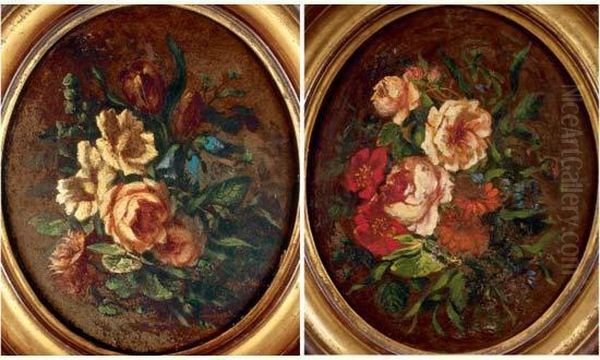 Paire De Jetes De Fleurs Oil Painting by Narcisse-Virgile D Az De La Pena