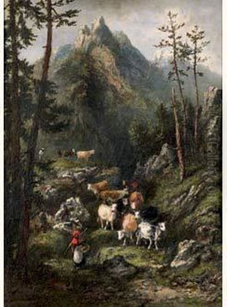 Bergere Des Pyrenees Oil Painting by Narcisse-Virgile D Az De La Pena