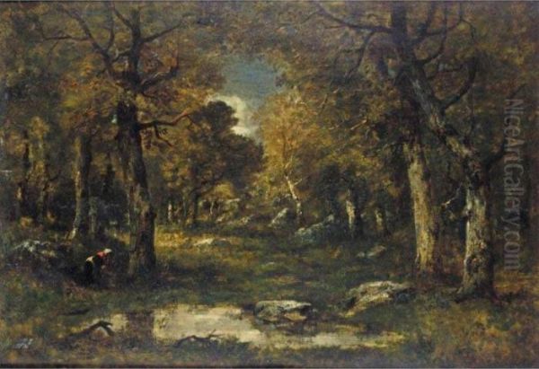 La Foret De Fontainebleau Oil Painting by Narcisse-Virgile D Az De La Pena