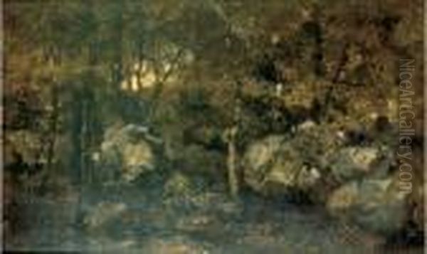 La Foret De Fontainebleau Oil Painting by Narcisse-Virgile D Az De La Pena