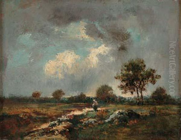 Paysage De Barbizon, Plaine D'apremont, Circa 1865-1870 Oil Painting by Narcisse-Virgile D Az De La Pena