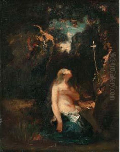 Madeleine Repentante, Circa 1860 Oil Painting by Narcisse-Virgile D Az De La Pena