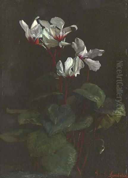 Cyclamen Oil Painting by George Cochran Lambdin