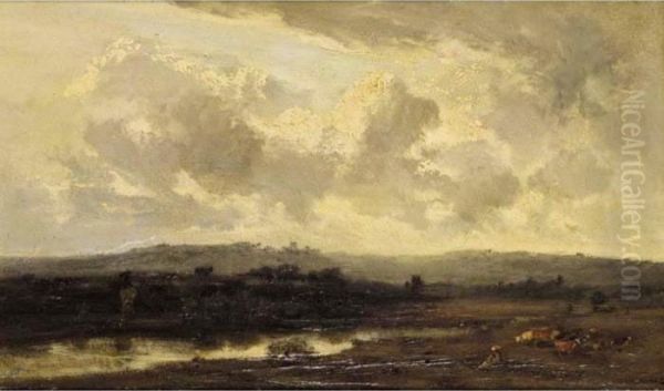 River Landscape Oil Painting by Narcisse-Virgile D Az De La Pena