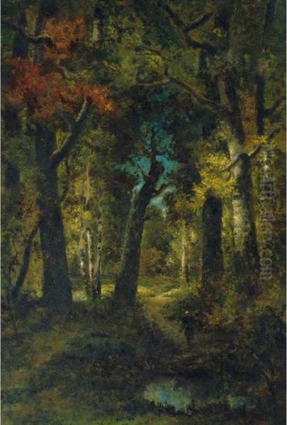 Fagotiere En Foret De Fontainebleau Oil Painting by Narcisse-Virgile D Az De La Pena