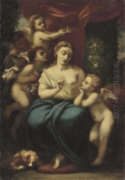 The Mystical Marriage Of St. Catherine Oil Painting by Narcisse-Virgile D Az De La Pena