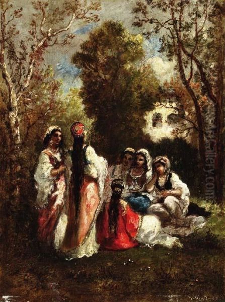 Story Telling Oil Painting by Narcisse-Virgile D Az De La Pena