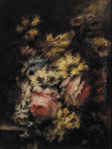 Bouquet De Fleurs Oil Painting by Narcisse-Virgile D Az De La Pena