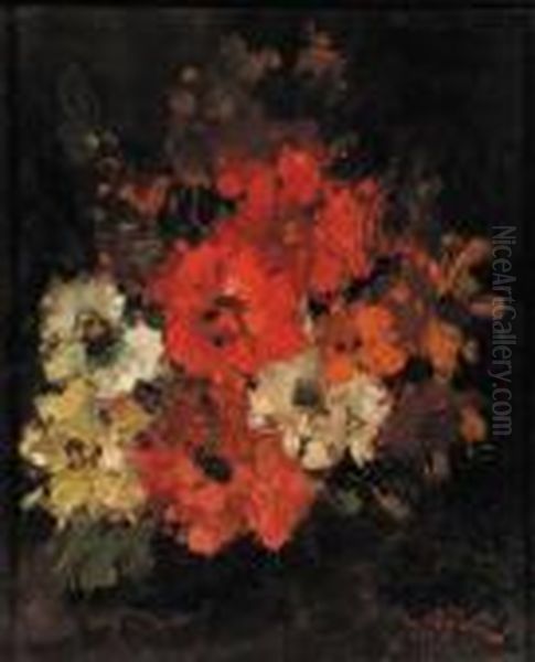 A Bouquet Of Flowers Oil Painting by Narcisse-Virgile D Az De La Pena