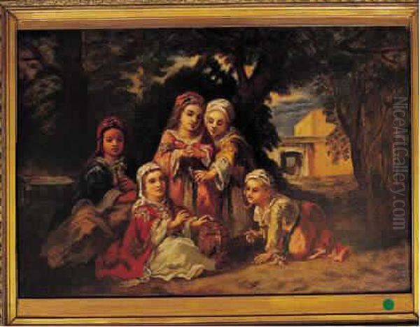 Les Jeunes Filles Turques Oil Painting by Narcisse-Virgile D Az De La Pena