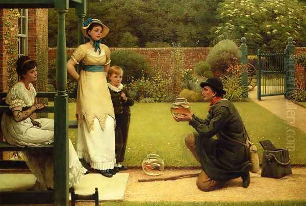 The Goldfish Seller Oil Painting by George Dunlop, R.A., Leslie