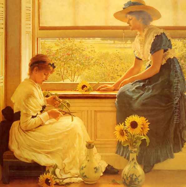 Sun and Moon Flowers Oil Painting by George Dunlop, R.A., Leslie