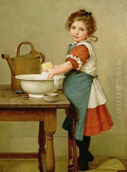 This Is the Way We Wash Our Clothes Oil Painting by George Dunlop, R.A., Leslie