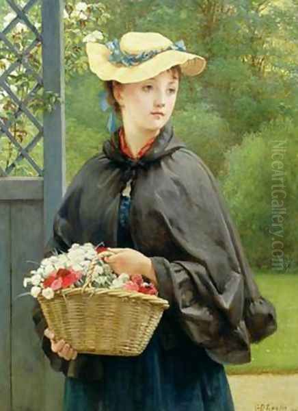 The Gardeners Daughter 1876 Oil Painting by George Dunlop, R.A., Leslie