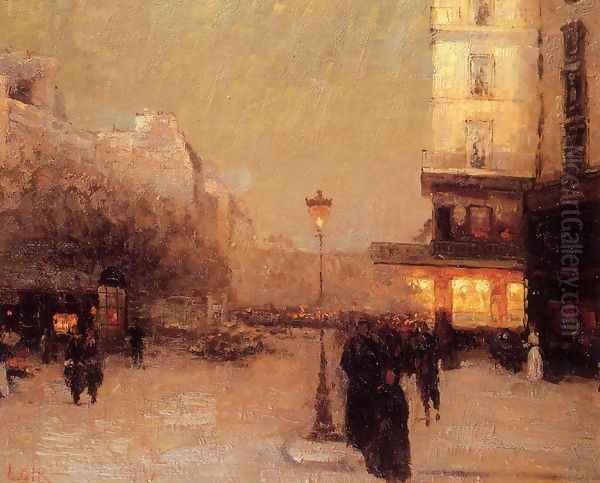 Paris at Night Oil Painting by Luigi Loir